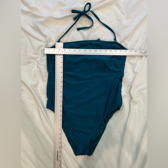 Shade & Shore Teal Once Piece Bathing Suit Size XL Tie Neck and Back - Picture 11 of 13